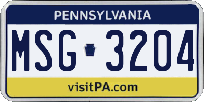 PA license plate MSG3204