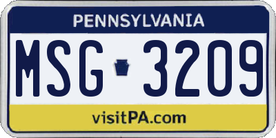 PA license plate MSG3209
