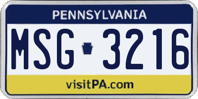 PA license plate MSG3216