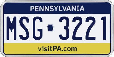 PA license plate MSG3221