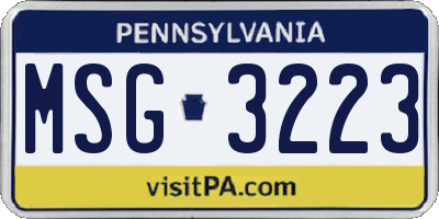 PA license plate MSG3223