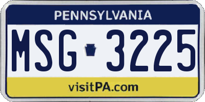 PA license plate MSG3225