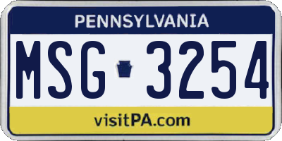 PA license plate MSG3254