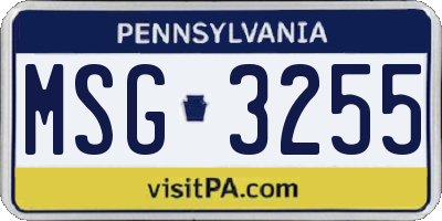 PA license plate MSG3255