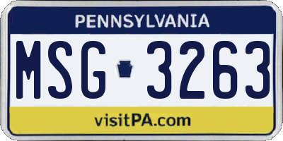 PA license plate MSG3263