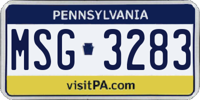 PA license plate MSG3283