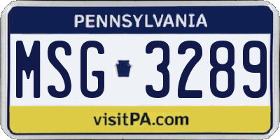 PA license plate MSG3289
