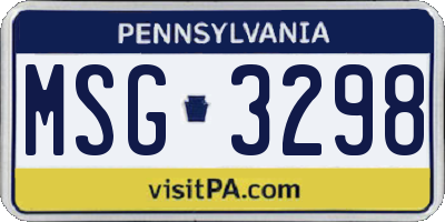 PA license plate MSG3298