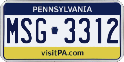 PA license plate MSG3312