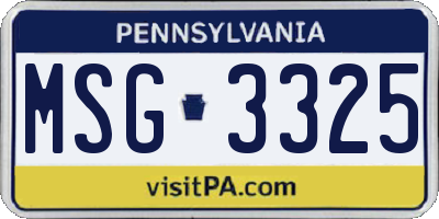 PA license plate MSG3325