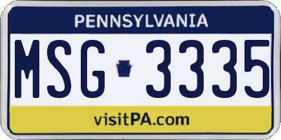 PA license plate MSG3335