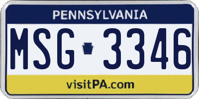 PA license plate MSG3346