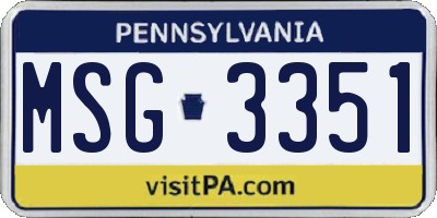 PA license plate MSG3351