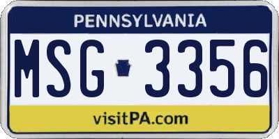 PA license plate MSG3356