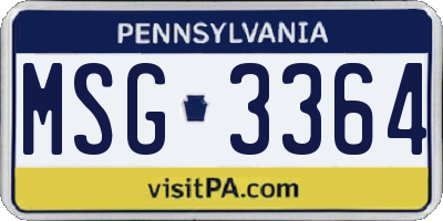 PA license plate MSG3364