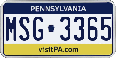 PA license plate MSG3365