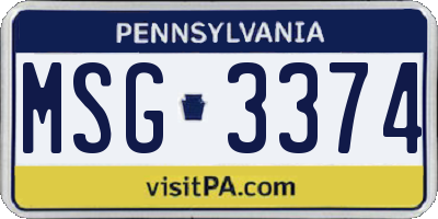 PA license plate MSG3374