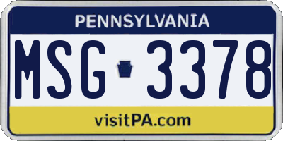 PA license plate MSG3378