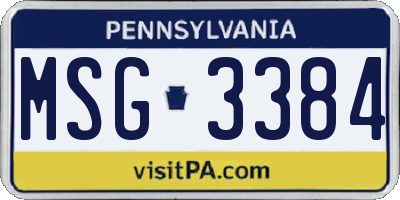 PA license plate MSG3384