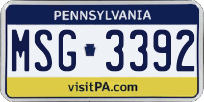 PA license plate MSG3392