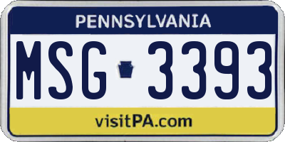 PA license plate MSG3393