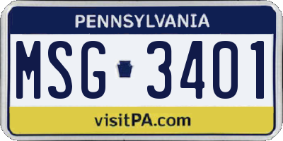 PA license plate MSG3401