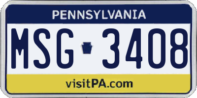 PA license plate MSG3408