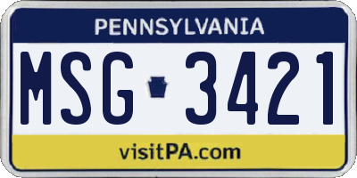 PA license plate MSG3421