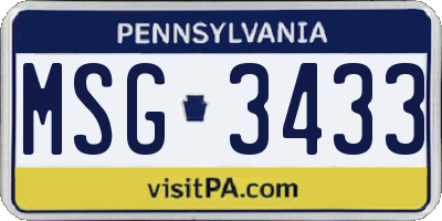 PA license plate MSG3433