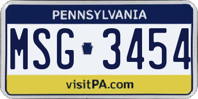 PA license plate MSG3454