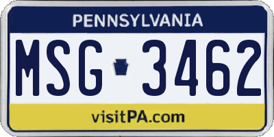 PA license plate MSG3462