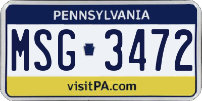 PA license plate MSG3472