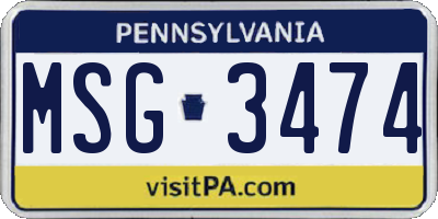 PA license plate MSG3474