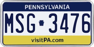 PA license plate MSG3476