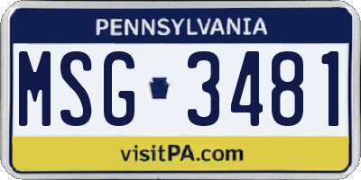 PA license plate MSG3481