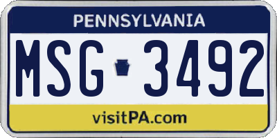 PA license plate MSG3492