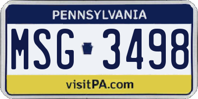 PA license plate MSG3498