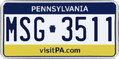 PA license plate MSG3511
