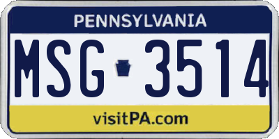 PA license plate MSG3514