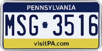 PA license plate MSG3516