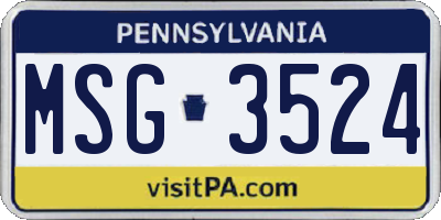 PA license plate MSG3524