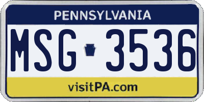 PA license plate MSG3536