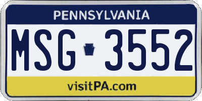 PA license plate MSG3552