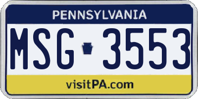 PA license plate MSG3553