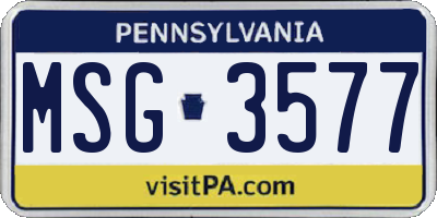 PA license plate MSG3577