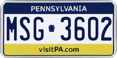 PA license plate MSG3602