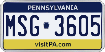 PA license plate MSG3605