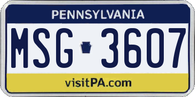 PA license plate MSG3607