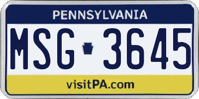 PA license plate MSG3645
