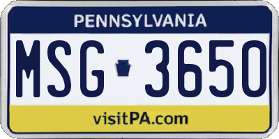 PA license plate MSG3650